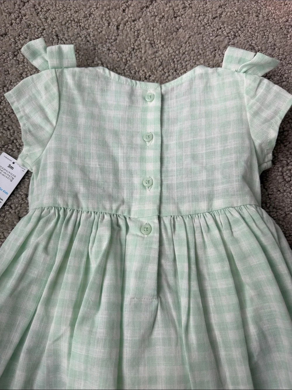 Carter's Just One You Baby Girls' Gingham Dress Green Plaid Size 3M NWT